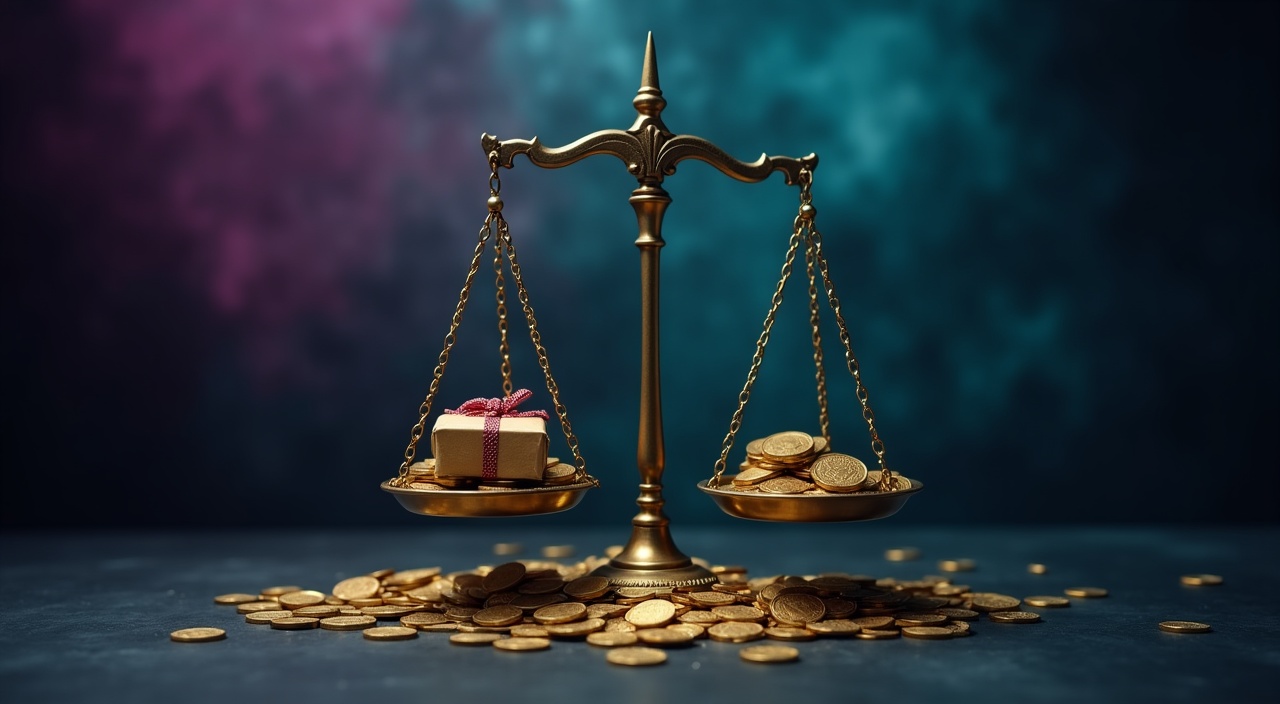 Imbalanced scales representing unfair dating dynamics