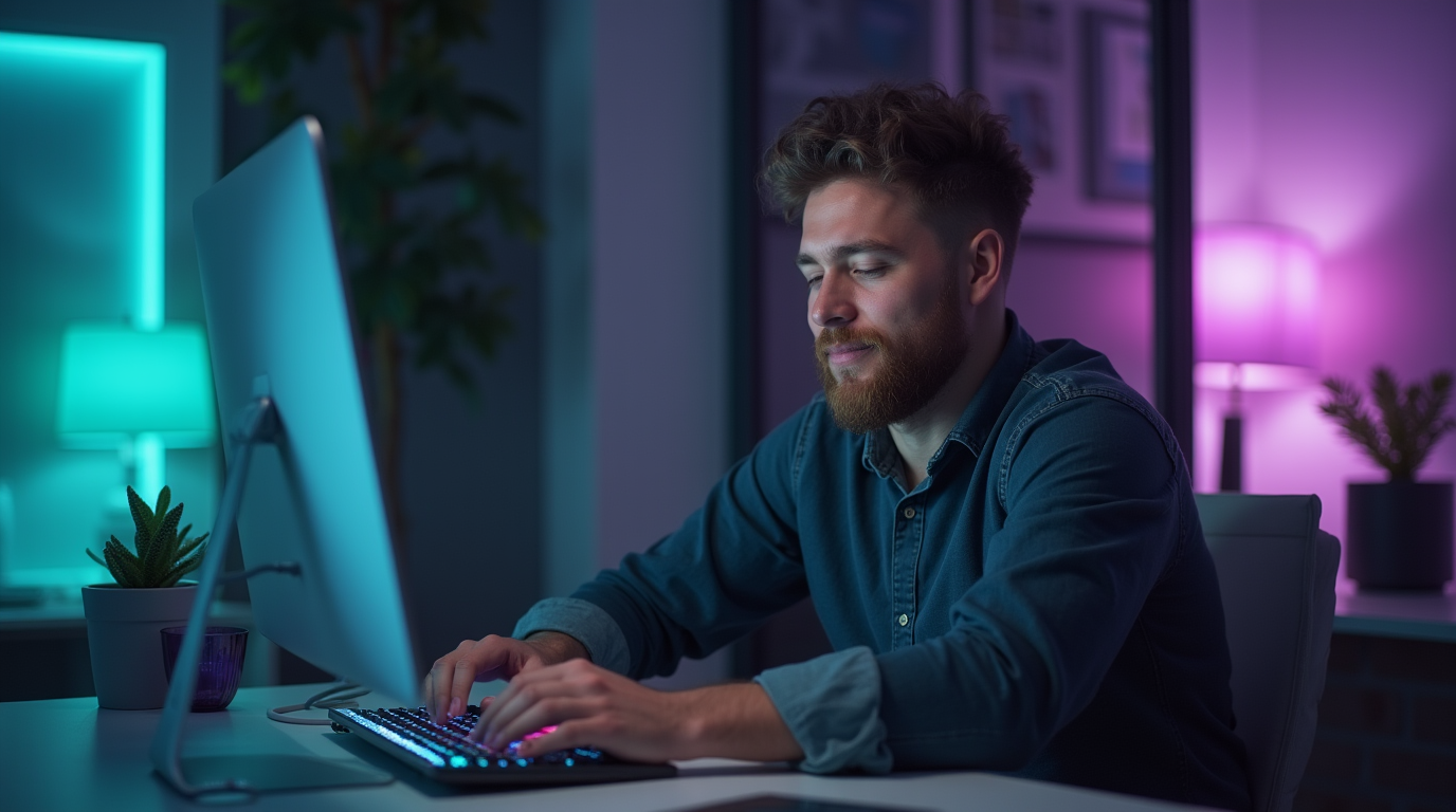 Man living an optimized lifestyle with AI companion support